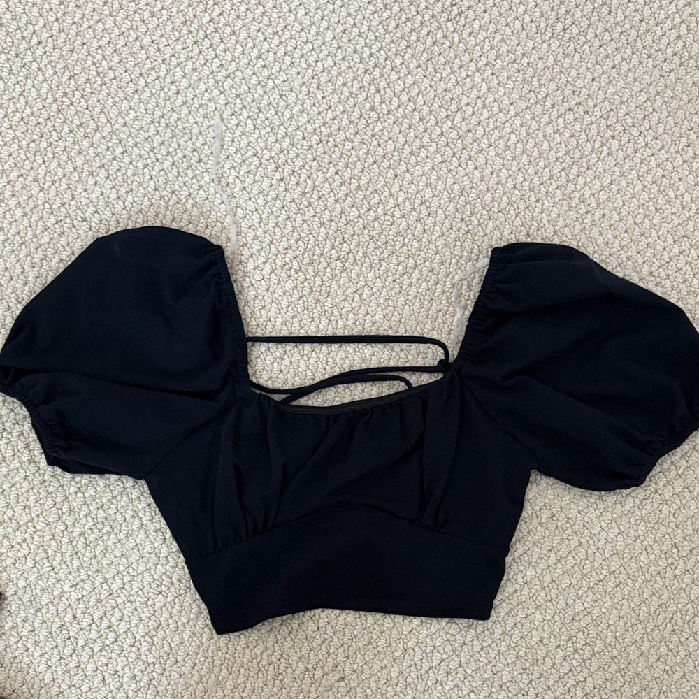 Altar'd State Black Puff Sleeve Blouse